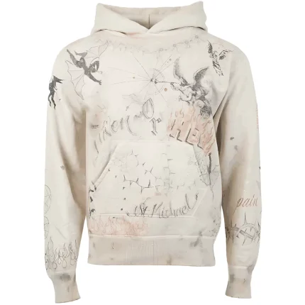 Beige St Michael Hoodie x Dr Woo Graffiti
